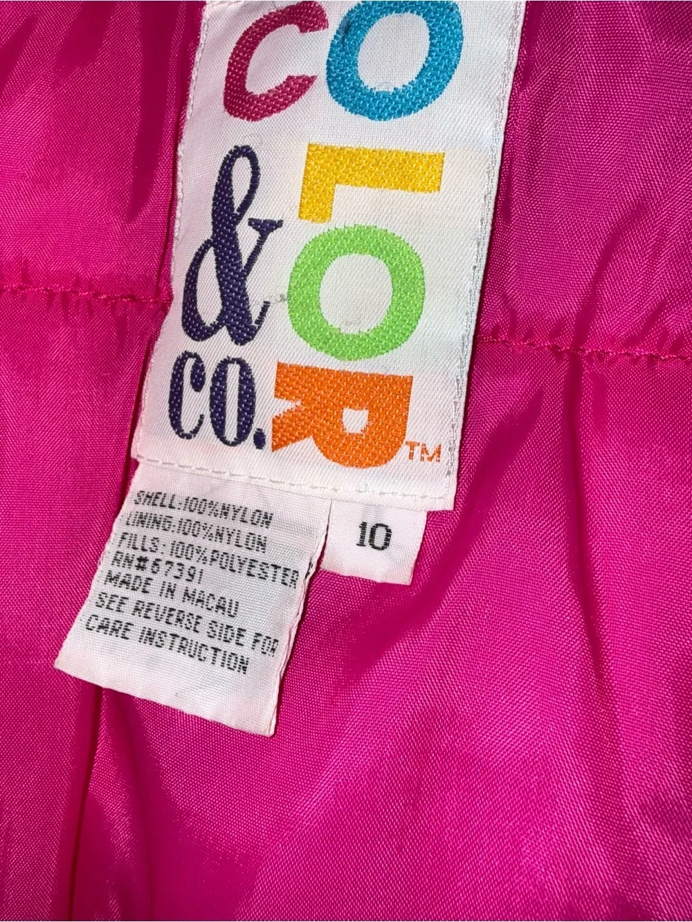 Color & Co Kids Vintage Colorblock Puffer Jacket Size 10 Retro 90s Winter Coat